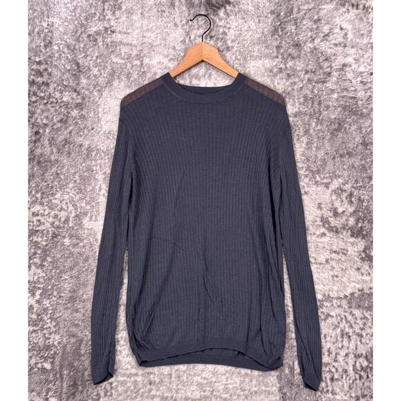 Jil Sander x Uniqlo Sweater Medium Mens Gray Cotton Silk Ribbed Lightweight Knit - Picture 1 of 8